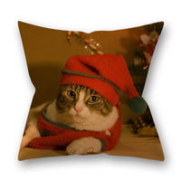 HKM-305747 Christmas Pillowcase Featuring Cats and Dogs in American Country Style – Peach Skin Material