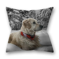 HKM-305747 Christmas Pillowcase Featuring Cats and Dogs in American Country Style – Peach Skin Material