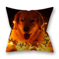 HKM-305747 Christmas Pillowcase Featuring Cats and Dogs in American Country Style – Peach Skin Material