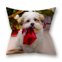 HKM-305747 Christmas Pillowcase Featuring Cats and Dogs in American Country Style – Peach Skin Material