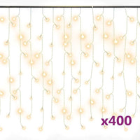 HKM-305875 LED Icicle Light Curtain 10m with 400 LEDs - 8 Lighting Effects, USB Powered, Indoor/Outdoor Use, Multi-Color Options