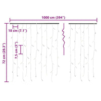 HKM-305875 LED Icicle Light Curtain 10m with 400 LEDs - 8 Lighting Effects, USB Powered, Indoor/Outdoor Use, Multi-Color Options