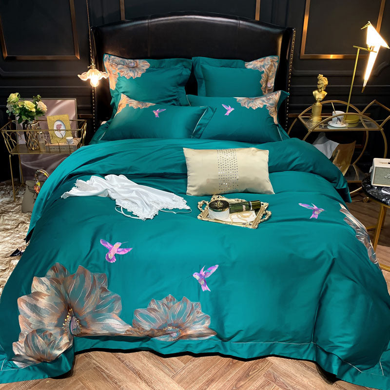 HKM-305875 Light Luxury Four-Piece Embroidery Bedding Set in Long-Staple Cotton