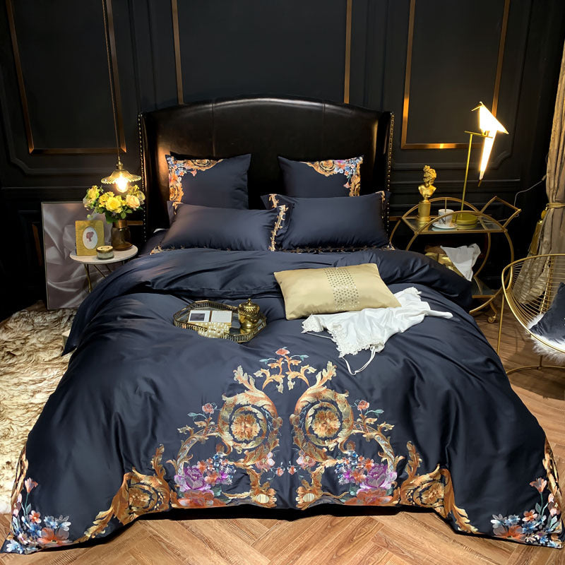 HKM-305875 Light Luxury Four-Piece Embroidery Bedding Set in Long-Staple Cotton