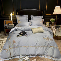 HKM-305875 Light Luxury Four-Piece Embroidery Bedding Set in Long-Staple Cotton