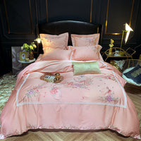 HKM-305875 Light Luxury Four-Piece Embroidery Bedding Set in Long-Staple Cotton
