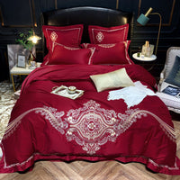 HKM-305875 Light Luxury Four-Piece Embroidery Bedding Set in Long-Staple Cotton