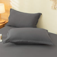 HKM-305875 Modern Minimalist Washed Cotton Solid Color Pillowcase Pair, 48cm x 74cm, Polyester Fiber