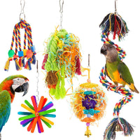 HKM-306003 5-Piece Wooden Parrot Toys Set for Chewing and Play