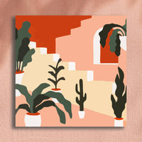 HKM-306067 Retro Greek Garden Canvas Art with Wooden Frame