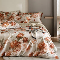 HKM-306387 Floral Tencel Digital Printed Four-Piece Bedding Set with Plant Patterns