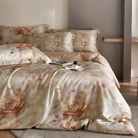 HKM-306387 Floral Tencel Digital Printed Four-Piece Bedding Set with Plant Patterns