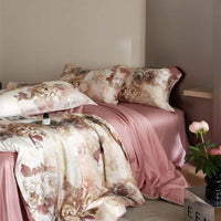 HKM-306387 Floral Tencel Digital Printed Four-Piece Bedding Set with Plant Patterns