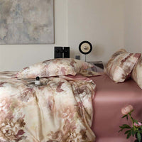 HKM-306387 Floral Tencel Digital Printed Four-Piece Bedding Set with Plant Patterns