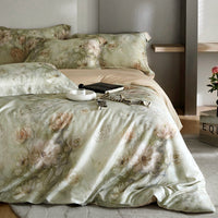 HKM-306387 Floral Tencel Digital Printed Four-Piece Bedding Set with Plant Patterns