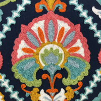 HKM-306451 Vintage Boho Embroidered Cotton Pillowcase with Fringe Detail