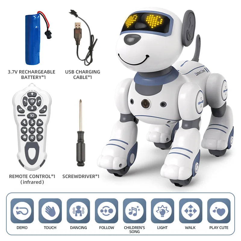HKM-306643 Infrared Remote Control Robot Dog with Walking, Dancing, and Sound Features for Kids
