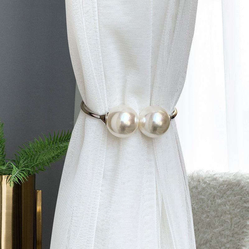HKM-306771 Elegant Pearl Alloy Curtain Straps in Gold and Silver – Soft Decoration for Living Room and Bedroom