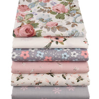 HKM-306899 Botanical Flower Twill Cotton Fabric Set - 6 Pieces, 40x50cm
