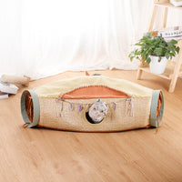 HKM-306899 Totoro-Inspired Cat Litter Roll with Drilling Hole - Avocado & Orange Channels, Suitable for Cats Under 20 kg