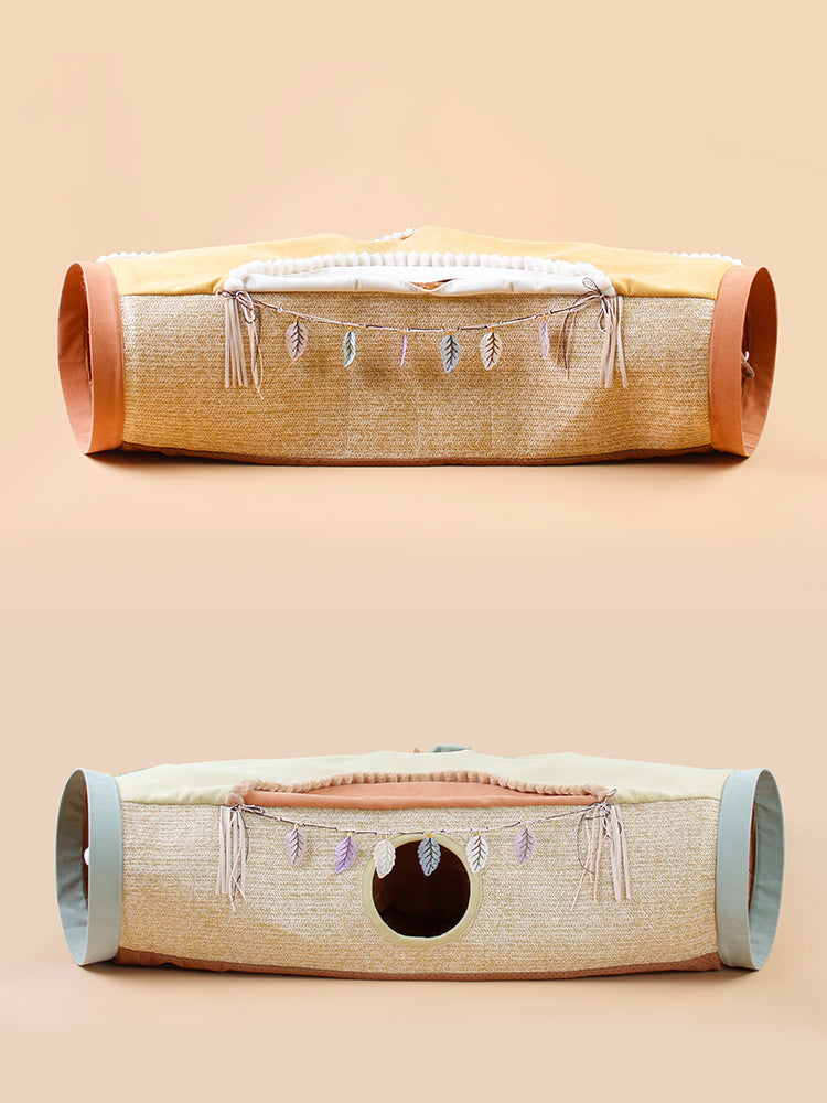 HKM-306899 Totoro-Inspired Cat Litter Roll with Drilling Hole - Avocado & Orange Channels, Suitable for Cats Under 20 kg