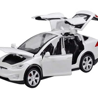 HKM-307027 Diecast 1:32 Scale Tesla Model X Toy Car with Sound and Light Features, Pull Back Action
