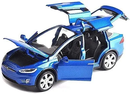 HKM-307027 Diecast 1:32 Scale Tesla Model X Toy Car with Sound and Light Features, Pull Back Action