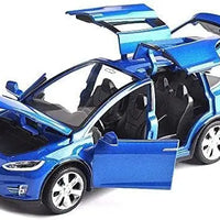 HKM-307027 Diecast 1:32 Scale Tesla Model X Toy Car with Sound and Light Features, Pull Back Action