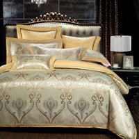 HKM-307027 European Jacquard Cotton Embroidered Quilt Cover Set – Standard and Large Sizes Available