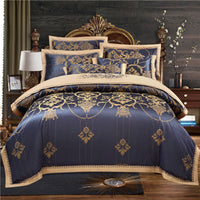 HKM-307027 European Jacquard Cotton Embroidered Quilt Cover Set – Standard and Large Sizes Available