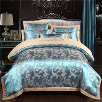 HKM-307027 European Jacquard Cotton Embroidered Quilt Cover Set – Standard and Large Sizes Available