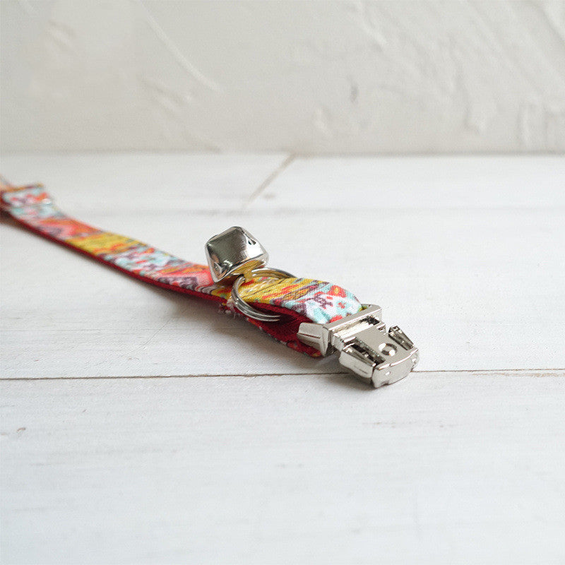 HKM-307091 Adjustable Cat Collar with Bell – Durable Polyester, Stylish Printed Design, Available in Sizes S and L