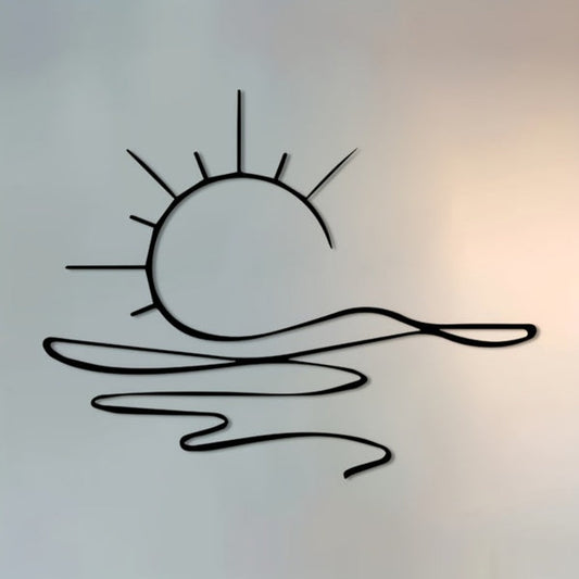 HKM-307155 Minimalist Metal Iron Sunrise Wall Art - Abstract Sun Line Design for Home Decor