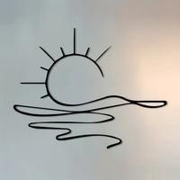 HKM-307155 Minimalist Metal Iron Sunrise Wall Art - Abstract Sun Line Design for Home Decor