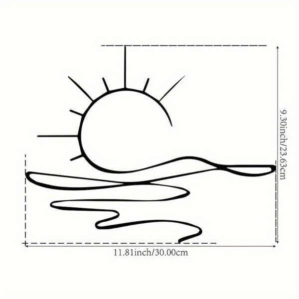HKM-307155 Minimalist Metal Iron Sunrise Wall Art - Abstract Sun Line Design for Home Decor