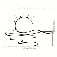 HKM-307155 Minimalist Metal Iron Sunrise Wall Art - Abstract Sun Line Design for Home Decor