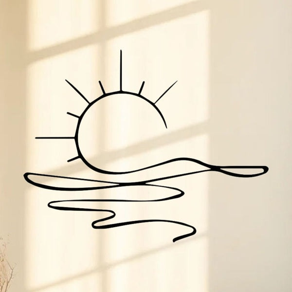 HKM-307155 Minimalist Metal Iron Sunrise Wall Art - Abstract Sun Line Design for Home Decor