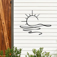 HKM-307155 Minimalist Metal Iron Sunrise Wall Art - Abstract Sun Line Design for Home Decor