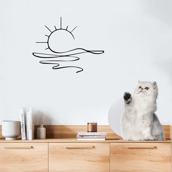 HKM-307155 Minimalist Metal Iron Sunrise Wall Art - Abstract Sun Line Design for Home Decor