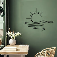 HKM-307155 Minimalist Metal Iron Sunrise Wall Art - Abstract Sun Line Design for Home Decor