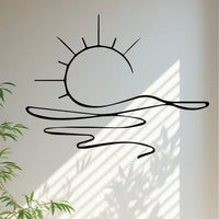 HKM-307155 Minimalist Metal Iron Sunrise Wall Art - Abstract Sun Line Design for Home Decor