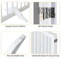 HKM-307219 Freestanding 4-Panel Wood Pet Gate, 27.6" Tall Folding Barrier for Doorways, Stairs, and Halls