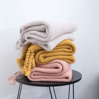 HKM-307219 Solid Color Knitted Wool Blanket - 130x170cm, Four Seasons Use, Modern Simplicity