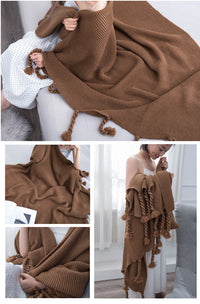 HKM-307219 Solid Color Knitted Wool Blanket - 130x170cm, Four Seasons Use, Modern Simplicity