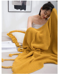 HKM-307219 Solid Color Knitted Wool Blanket - 130x170cm, Four Seasons Use, Modern Simplicity