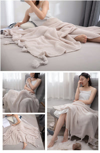 HKM-307219 Solid Color Knitted Wool Blanket - 130x170cm, Four Seasons Use, Modern Simplicity