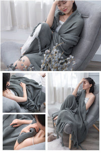 HKM-307219 Solid Color Knitted Wool Blanket - 130x170cm, Four Seasons Use, Modern Simplicity