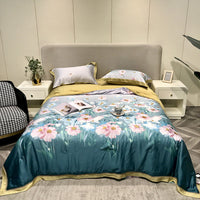 HKM-307219 Tencel Lyocell Fiber Summer Cooling Duvet Four-Piece Set with Embroidered Design and Multiple Sizes