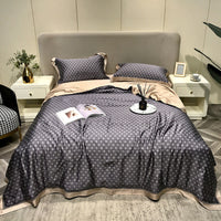HKM-307219 Tencel Lyocell Fiber Summer Cooling Duvet Four-Piece Set with Embroidered Design and Multiple Sizes