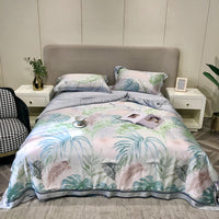HKM-307219 Tencel Lyocell Fiber Summer Cooling Duvet Four-Piece Set with Embroidered Design and Multiple Sizes